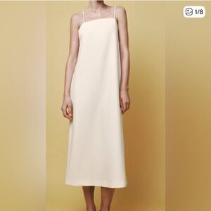Zara ZW COLLECTION Minimal Cream Midi Dress with Slit